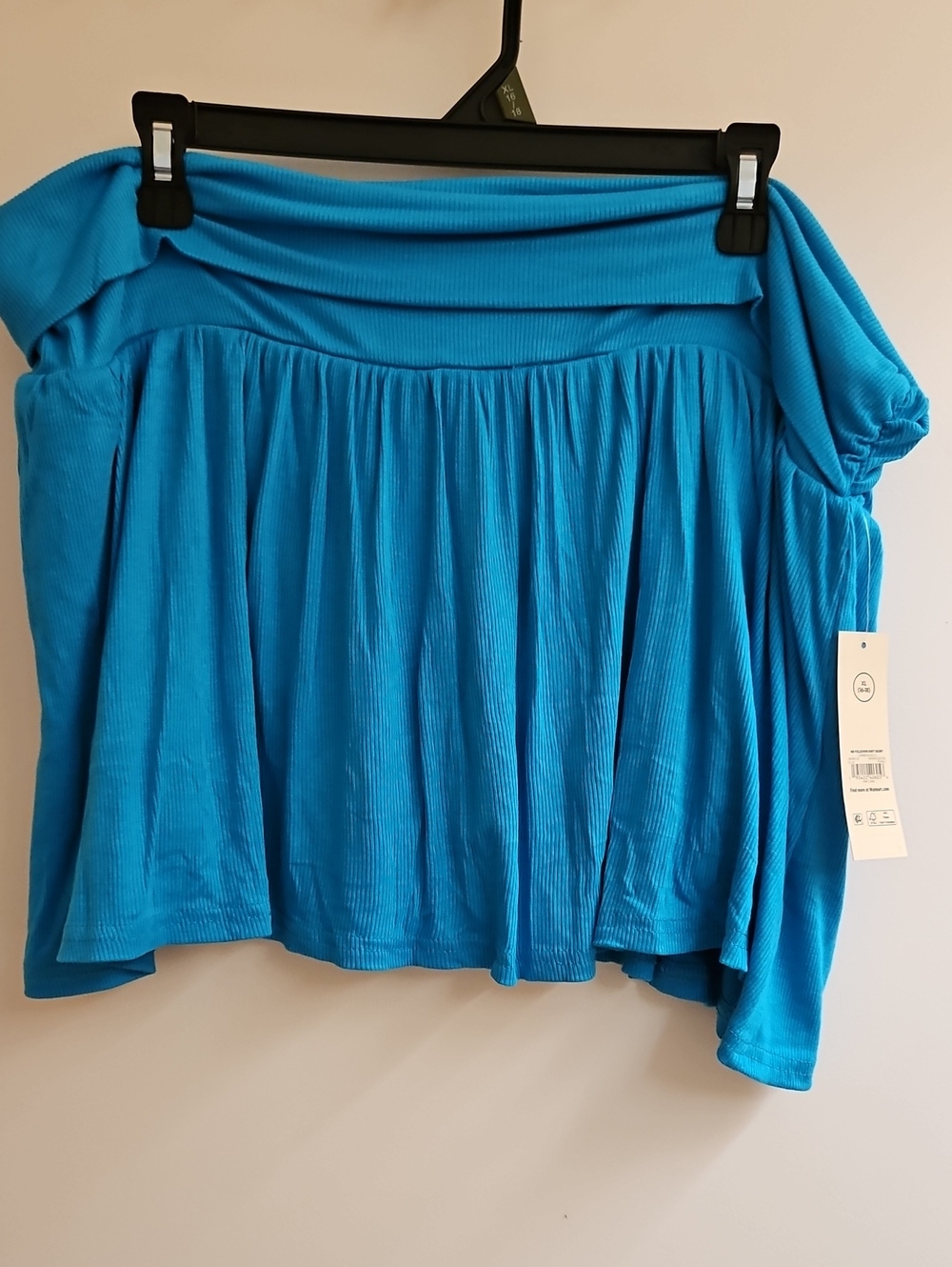No Boundaries Women's Foldover Knit Skort, Caribbean Blue, XL (16-18)
